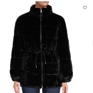 NWT - Saks Fifth Ave Faux Fur Jacket in Black - Size XL